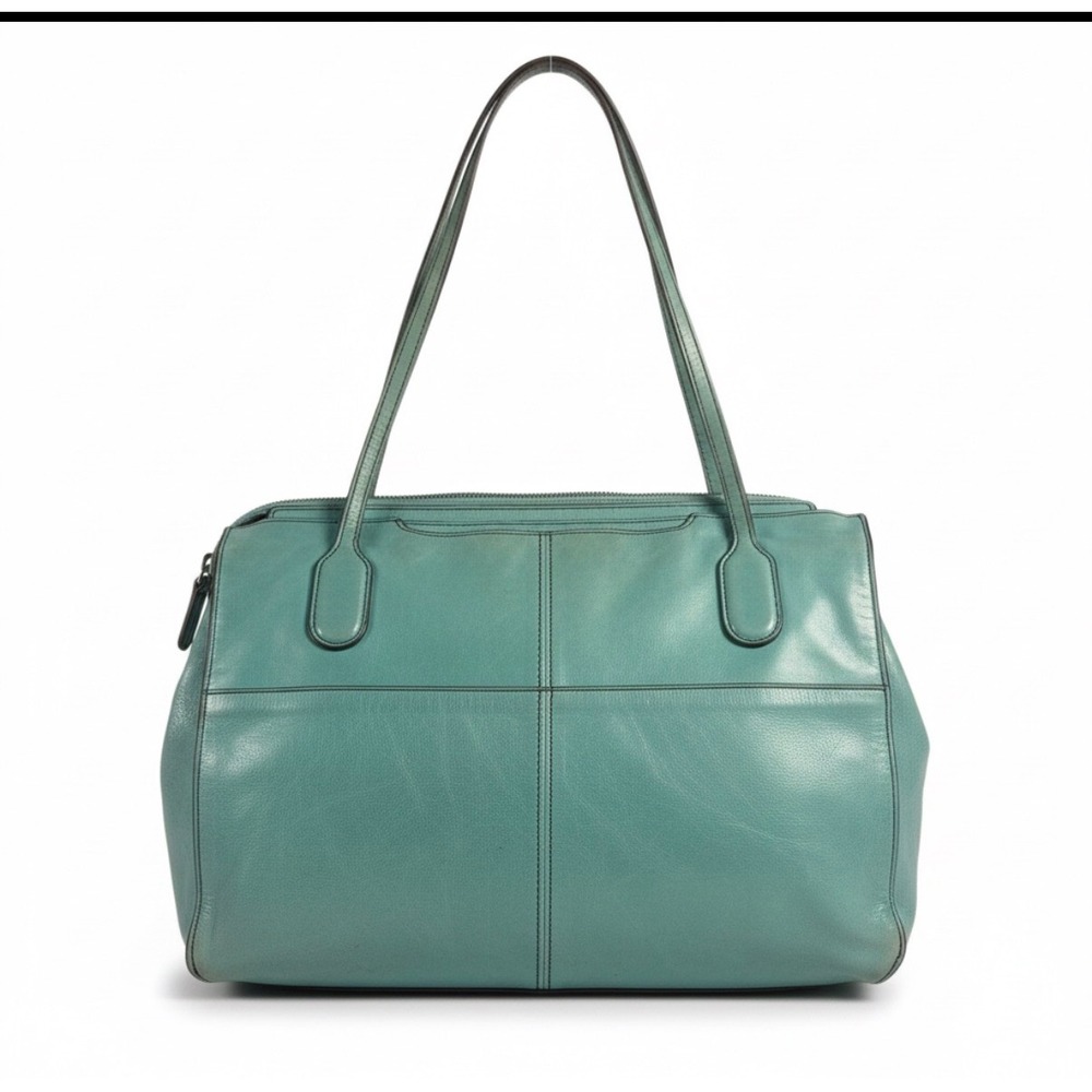 Vtg. Hobo International Friar Teal Leather Shoulder Bag Turquoise Tote